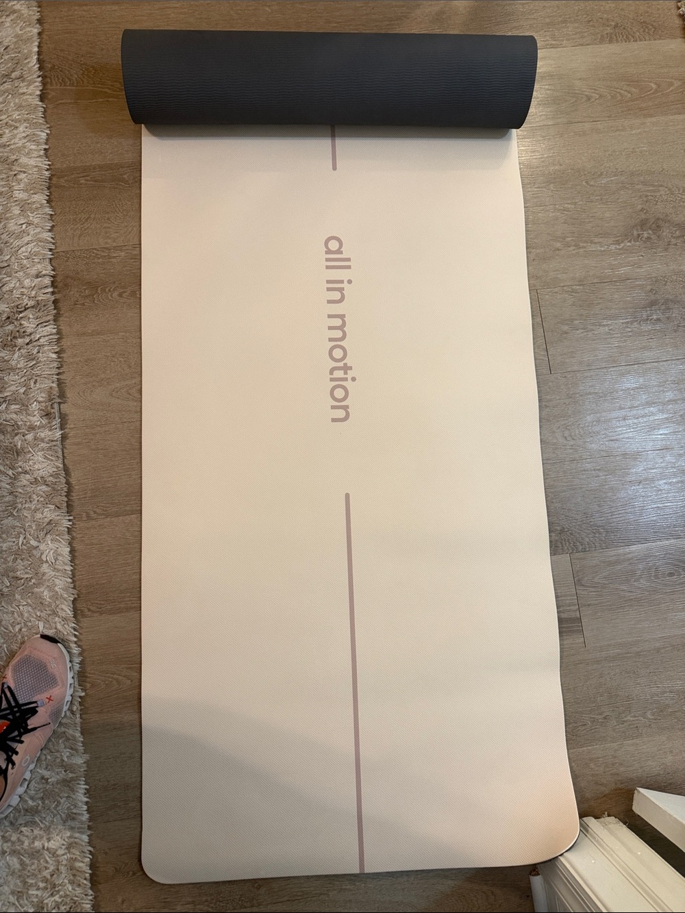 all in motion Blush and Charcoal Yoga Mat with Center Alignment